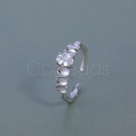 Brass Micro Pave Clear Cubic Zirconia Cuff Rings for Women DG9210-1