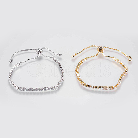 Adjustable Brass Micro Pave Cubic Zirconia Bracelets BJEW-G588-01-1