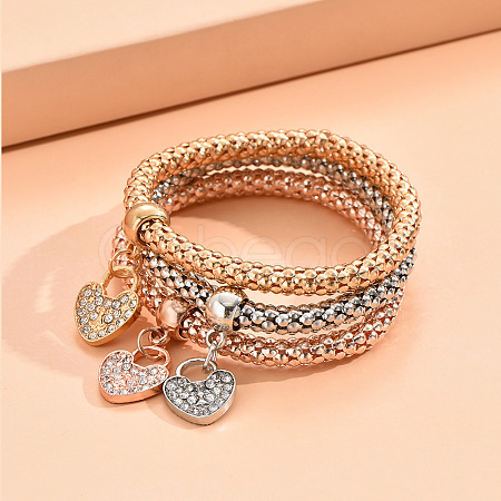 3Pcs Alloy Rhinestone Charm Bangle Set FS-WG4938A-03-1