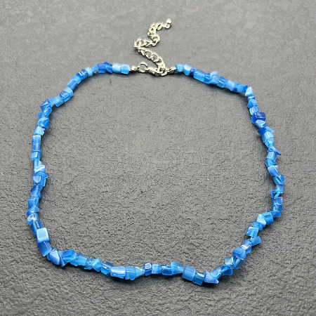 Deep Sky Blue Cat Eye Chip Beaded Necklaces for Women IW6789-70-1