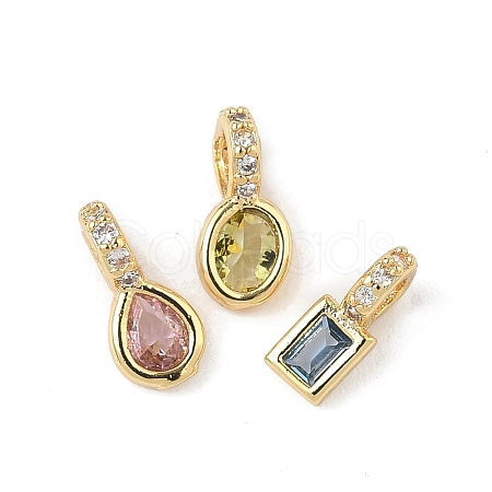 Brass Micro Pave Cubic Zirconia Charms KK-Q039-04G-1