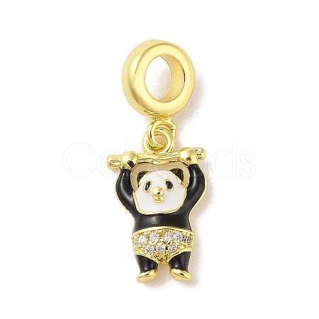 Rack Plating Brass Micro Pave Clear Cubic Zirconia Enamel European Dangle Charms KK-S380-27G-02-1