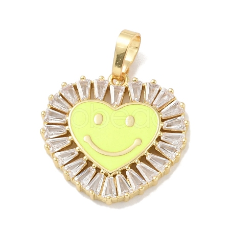 Rack Plating Brass Micro Pave Clear Cubic Zirconia Pendants KK-A224-15G-04-1