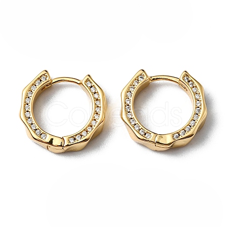 Clear Cubic Zirconia Hoop Earrings EJEW-P229-03G-1