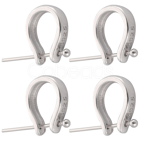 Anti-Tarnish 4Pcs 925 Sterling Silver Teardrop Pendant Bails with Ball Head Pins STER-BBC0001-92-1