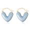 Enamel Heart Hoop Earrings, Golden Brass Jewelry for Women, Blue, 19.5x16x4mm, Pin: 0.6x1mm