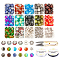 PandaHall Elite DIY Bracelet Making Kits, Including Gemstone Beads, Two Tone Crackle Glass Beads, Brass Acrylic Rhinestone Spacer Beads, Alloy Spacer Beads, Elastic Crystal Thread, Steel Scissors, Mixed Color, 385pcs/Box