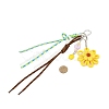 Flower Handmade Woven & Polyester Cord & Resin & Acrylic Beaded Pendant Decorations HJEW-JM04421-03-3