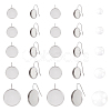 40Pcs 5 Styles Flat Round 304 Stainless Steel Earring Hooks Settings STAS-UN0026-16-1