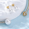 Round Plastic Imitation Pearl Stud Earrings & Heart Cubic Zirconia Rhinestone Cuff Choker Necklaces Sets SJEW-U003-08G-3
