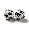 Dog Paw Printed Round Wood European Beads WOOD-K007-06-1