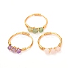 Copper Wire Wrapped Natural Gemstone Braided Bead Rings for Women RJEW-JR00393-1