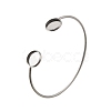 304 Stainless Steel Cuff Blank Bangle Bases with Flat Round Trays STAS-D381-01A-P-1