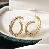 Brass Micro Pave Clear Cubic Zirconia Stud Earrings for Women EJEW-A110-04G-1