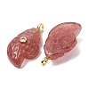 Natural Strawberry Quartz Carved Pendants G-H357-05G-02-3