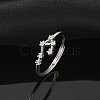 Constellations Rhodium Plated 925 Sterling Silver Micro Pave Clear Cubic Zirconia Adjustable Rings for Women RJEW-P130-01P-J-1