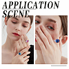 16Pcs 8 Colors Half Round K9 Glass Adjustable Ring RJEW-DC0001-13-5