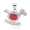 Brass Cubic Zirconia Pendants ZIRC-P054-11-1