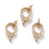 Brass Micro Pave Clear Cubic Zirconia Lobster Claw Clasps KK-C100-43G-G-1