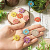10Pcs 5 Styles Glass Seed Beaded Flower Pendants PALLOY-TA00388-6