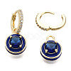 Cubic Zirconia Flat Round Dangle Hoop Dangle Earrings with Enamel EJEW-N011-121-4