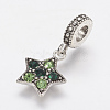 Tibetan Style Alloy Rhinestone European Dangle Charms X-PALLOY-F202-20-2