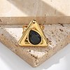Triangle 304 Stainless Steel Rhinestone Open Cuff Rings for Women LS-RJEW-M048-03P-4