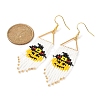 Halloween Theme Glass Seed Braided Pumpkin Chandelier Earrings EJEW-MZ00085-2