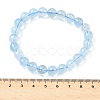 Natural Aquamarine Round Bead Stretch Bracelets for Men Women BJEW-U034-01D-02-5