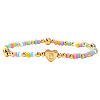 Summer Stainless Steel Heart Alphabet Colorful Glass Seed Beaded Stretch Bracelets for Women JV8929-30-1