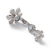 Rack Plating Flower Brass Pave Clear Cubic Zirconia Fold Over Magnetic Clasps KK-C019-21P-4