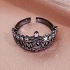 Crown Skull Zinc Alloy Open Cuff Rings for Women PW-WGB7021-01-3