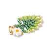 Glass Seed Beaded Leaf Pendants PALLOY-MZ00924-4