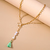 Star Alloy Cable Chain with Plastic Pearl Bead Aquamarine Tassel Waist Belly Chains FS-WG4037F-01-3