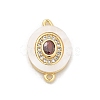 Brass Micro Pave Clear Cubic Zirconia & Shell Connector Charms KK-M303-03G-04-1
