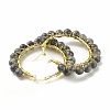 Natural Larvikite Beaded Hoop Earrings for Women EJEW-C003-03M-RS-2