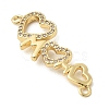 Heart Brass Micro Pave Clear Cubic Zirconia Connector Charmss KK-CJC0013-14B-G-RS-2