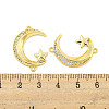 Rack Plating Brass Micro Pave Clear Cubic Zirconia Moon with Star Connector Charms KK-P270-21G-3