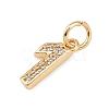 Brass Micro Pave Clear Cubic Zirconia Charms KK-G544-04G-3