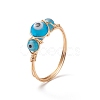 Lampwork Evil Eye Finger Ring RJEW-JR00555-2