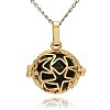 Golden Tone Brass Hollow Round Cage Pendants KK-J231-03G-1