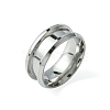 201 Stainless Steel Grooved Finger Ring Settings STAS-TAC0001-10A-P-1