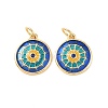 Flat Round Brass Micro Pave Cubic Zirconia Charms KK-G435-33G-01-2