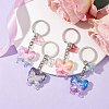 4Pcs Glass & Acrylic Butterfly Keychain KEYC-JKC00649-2