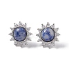 Gemstone Sun Stud Earrings with Cubic Zirconia EJEW-P209-01P-3