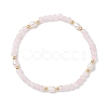 Natural Rose Quartz & Cultured Freshwater Pearl Beads Stretch Bracelets for Women BJEW-JB12734-01-2