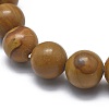 Natural Wood Lace Stone Bead Stretch Bracelets BJEW-K212-A-041-3