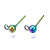Rack Plating Rainbow Color 304 Stainless Steel Stud Earring Findings STAS-S119-112-2