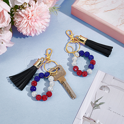 Polymer Clay Rhinestone Beads Keychain KEYC-PH01532-1