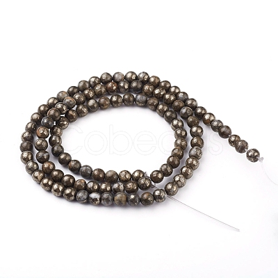 Natural Pyrite Beads Strands G-G839-01-4mm-1